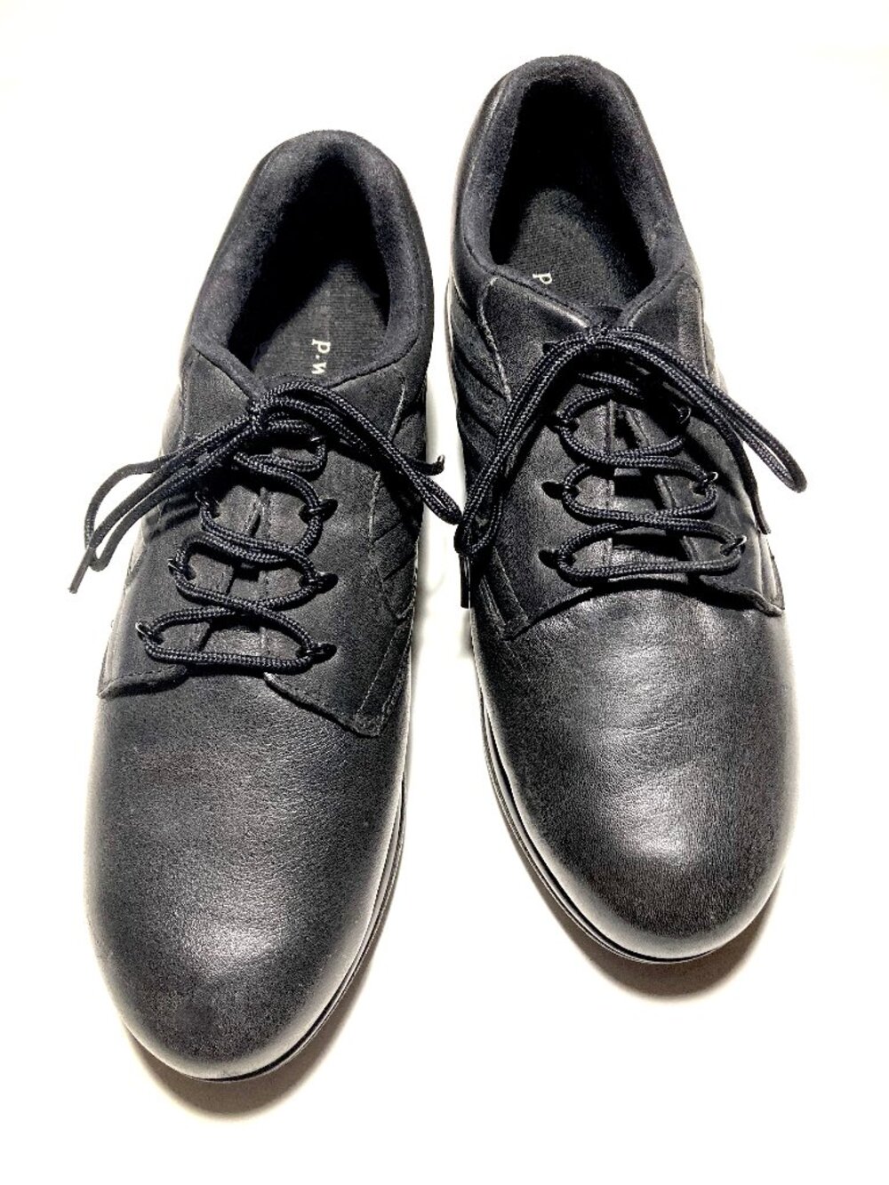 P.W. Minor Black Leather Lace-up Oxford Shoes